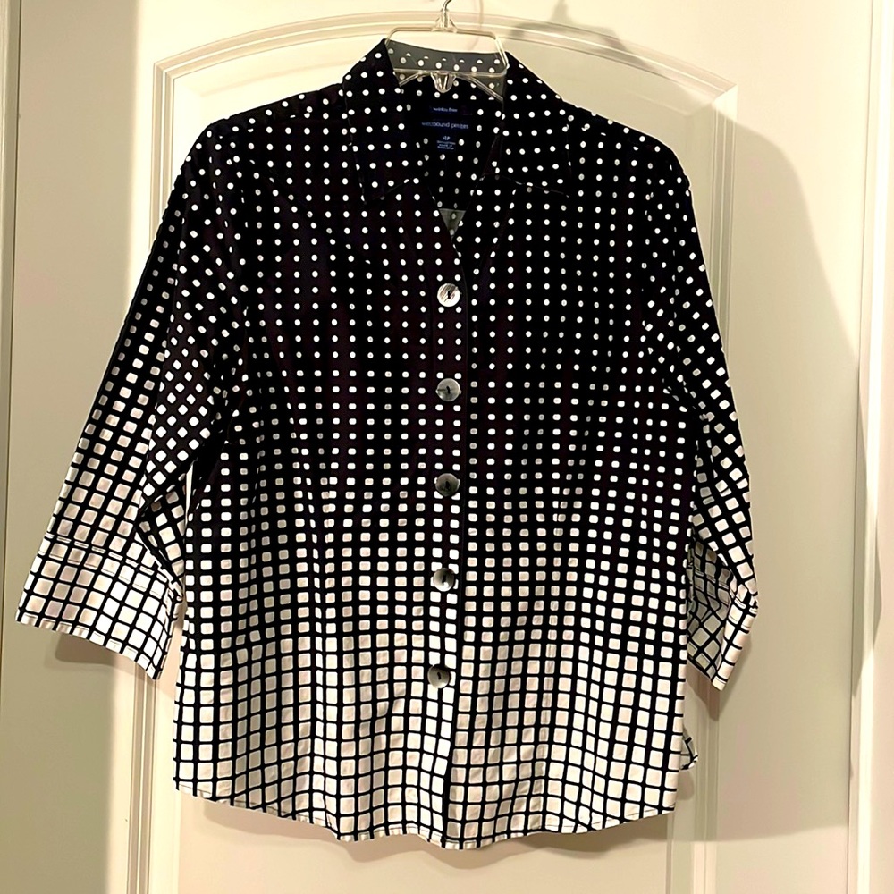 Westbound petites black/white blouse size 14P